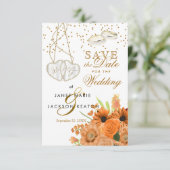 Oranje boeket bloembloemen sparen de datum save the date (Staand voorkant)