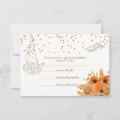 Oranje boeketbloem - Wedding RSVP Kaartje (Achterkant)