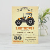 Oranje Boerderij tractor Baby shower Kaart (Staand voorkant)