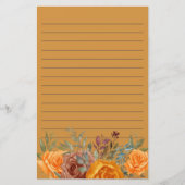 Oranje Bogundy Floral Greenery Lined Briefpapier (Voorkant)