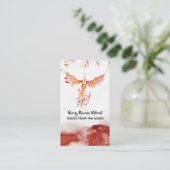 *~* Oranje Bogundy Red Feathers Phoenix Flames Visitekaartje (Staand voorkant)