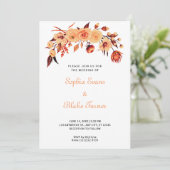  Oranje Bohemian Floral White Wedding Kaart (Staand voorkant)