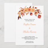  Oranje Bohemian Floral White Wedding Kaart (Voorkant / Achterkant)