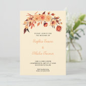  Oranje Bohemian Floral Yellow Wedding Kaart (Staand voorkant)
