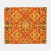Oranje Boho Abstract Bloem Decoratief Fleece Deken (Voorkant (Horizontaal))