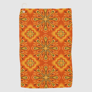 Oranje Boho Abstract Bloem Decoratief Golfhanddoek