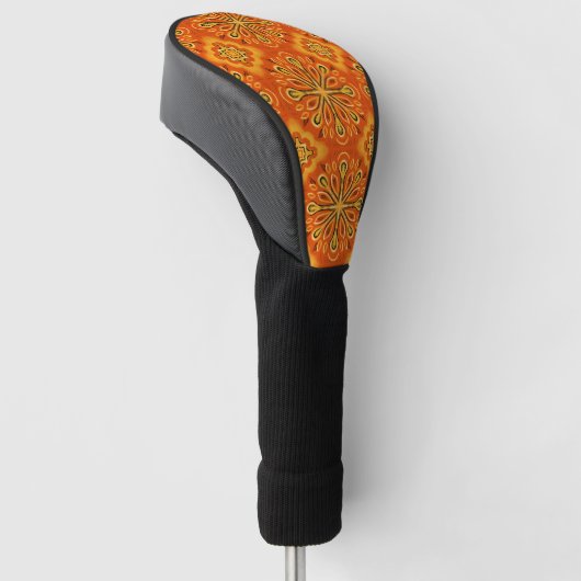 Oranje Boho Abstract Bloem Decoratief Golfheadcover (Schuin)