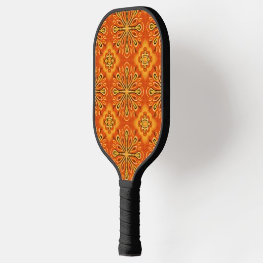 Oranje Boho Abstract Bloem Decoratief Pickleball Paddle (Links)