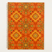 Oranje Boho Abstract Bloem Decoratief Planner (Voorkant)