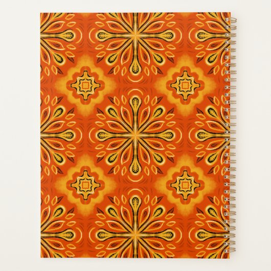 Oranje Boho Abstract Bloem Decoratief Planner (Achterkant)