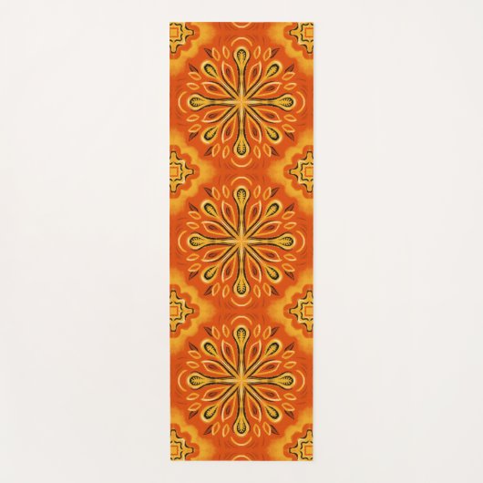 Oranje Boho Abstract Bloem Decoratief Yogamat (Voorkant)