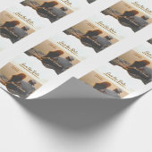 oranje boho Bewaar de datum Moderne foto paar naam Cadeaupapier (Hoek)
