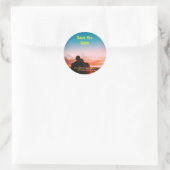 oranje boho bewaar de datum QR voeg website naam f Ronde Sticker (Tas)