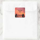 oranje boho bewaar de datum QR voeg website naam f Vierkante Sticker (Tas)