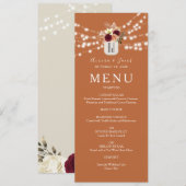Oranje Boho Bloemige Bruiloft Menu (Voorkant / Achterkant)