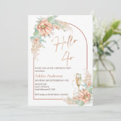 Oranje Boho Cactus 40e uitnodiging van de Birthday (Staand voorkant)