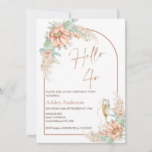 Oranje Boho Cactus 40e uitnodiging van de Birthday