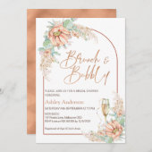 Oranje Boho Cactus Brunch Bubble Vrijgezellenfeest Kaart (Voorkant / Achterkant)