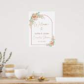 Oranje Boho Cactus Couples Douche Welkomstbord Poster (Keuken)