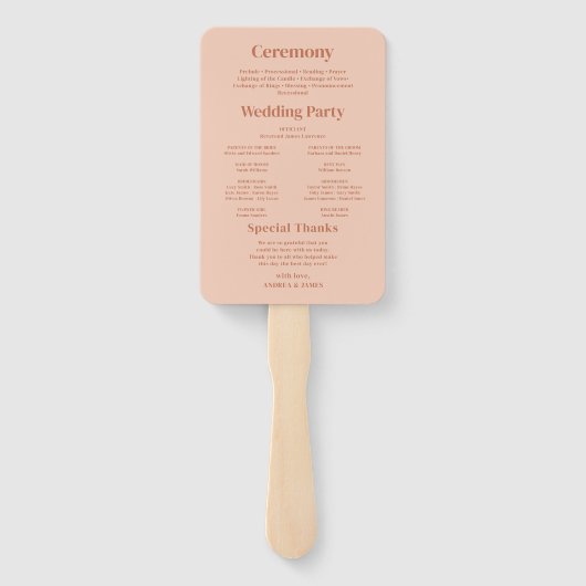 Oranje Boho Disco foto bruiloft programma Handwaaier (Achterkant)