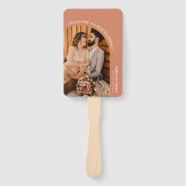 Oranje Boho Disco foto bruiloft programma Handwaaier