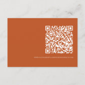 Oranje Boho Herfst Floral QR Code Trouwgegevens Informatiekaartje (Achterkant)