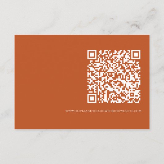 Oranje Boho Herfst Floral QR Code Trouwgegevens Informatiekaartje (Achterkant)