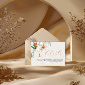 Oranje Boho Herfst Floral QR Code Trouwgegevens Informatiekaartje