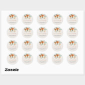 Oranje Boho Herfst Floral Wedding Ronde Sticker (Vel)