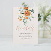 Oranje Boho Herfst QR Code Bloemen Trouwgegevens Informatiekaartje (Staand voorkant)