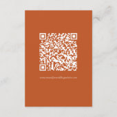 Oranje Boho Herfst QR Code Bloemen Trouwgegevens Informatiekaartje (Achterkant)