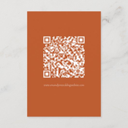 Oranje Boho Herfst QR Code Bloemen Trouwgegevens Informatiekaartje (Achterkant)
