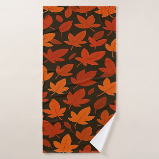Oranje Boho herfstbladeren Badhanddoek