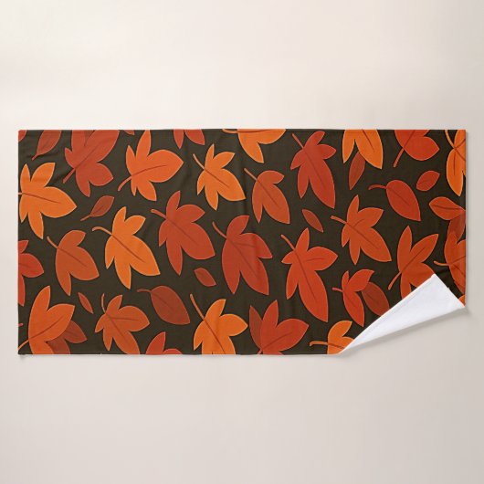 Oranje Boho herfstbladeren Badhanddoek (Badhanddoek)