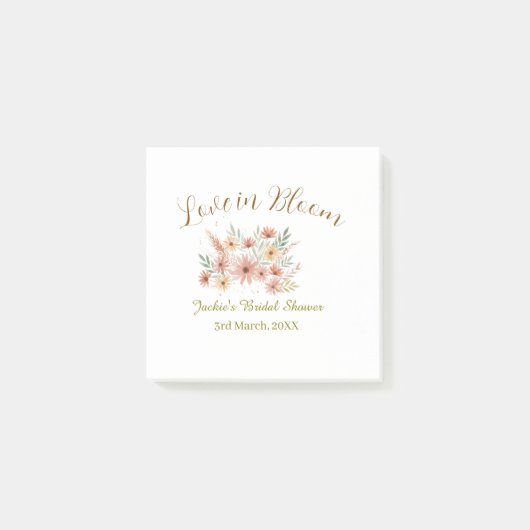 Oranje boho liefde in bloei bruidsfeest naam retro post-it® notes (Voorkant)
