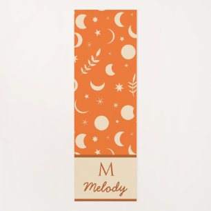 Oranje Boho Maanfasen patroon monogram Yogamat
