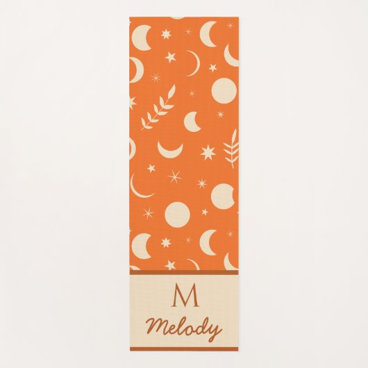 Oranje Boho Maanfasen patroon monogram  Yogamat (Voorkant)