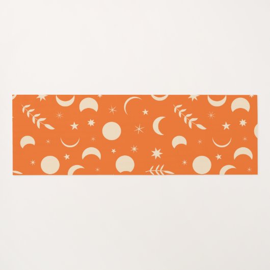 Oranje Boho Moon Phasepatroonmonogram Yogamat (Achterkant (horizontaal))