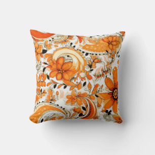 Oranje Boho Paisley naadloos patroon Kussen