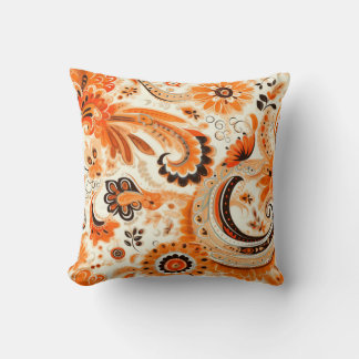 Oranje Boho Paisley naadloos patroon Kussen
