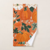 Oranje Boho Pompoen Herfst Bloempatroon Bad Handdoek (Handdoek)