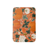 Oranje Boho Pompoen Herfst Bloempatroon Badmat (Voorkant Verticaal)
