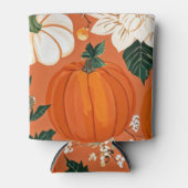 Oranje Boho Pompoen Herfst Bloempatroon Blikjeskoeler (Voorkant)