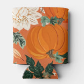 Oranje Boho Pompoen Herfst Bloempatroon Blikjeskoeler (Achterkant)