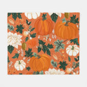 Oranje Boho Pompoen Herfst Bloempatroon Fleece Deken (Voorkant (Horizontaal))