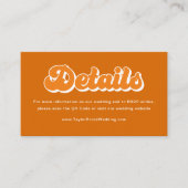 Oranje Boho Retro 70s Wedding Details QR Code Informatiekaartje (Voorkant)