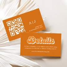 Oranje Boho Retro 70s Wedding Details QR Code