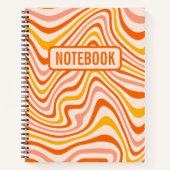 Oranje Boho Retro Abstracte golvende lijnen Notitieboek (Voorkant)