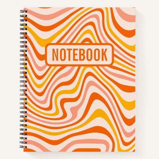 Oranje Boho Retro Abstracte golvende lijnen Notitieboek (Voorkant)