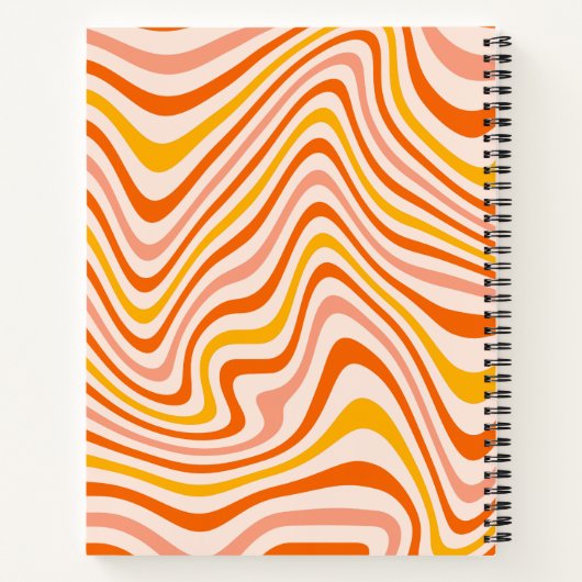 Oranje Boho Retro Abstracte golvende lijnen Notitieboek (Achterkant)